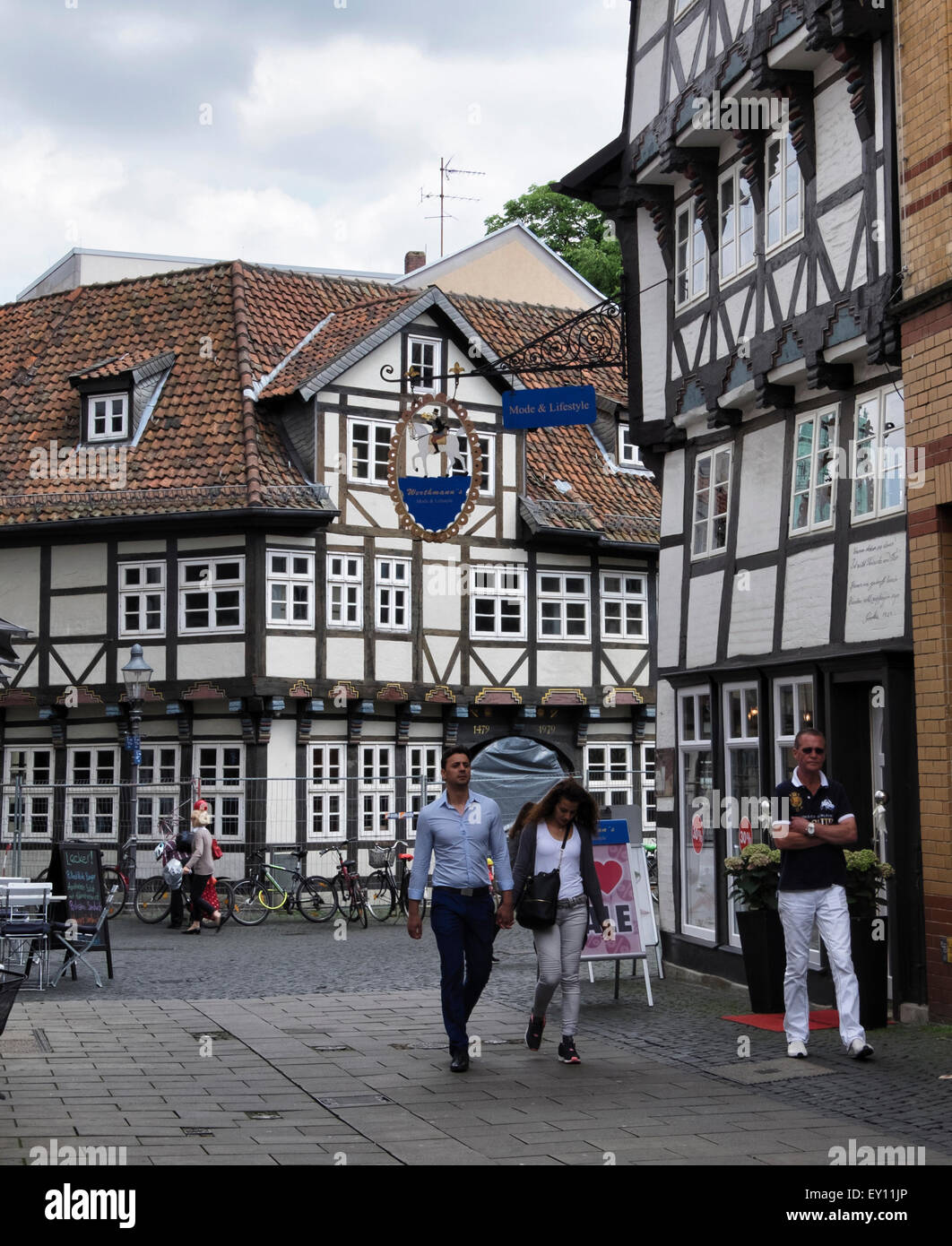 Braunschweig, Brunswick, Germany black and white half-timbered tudor-style  buildings in the Old Town, Altstadt Stock Photo - Alamy