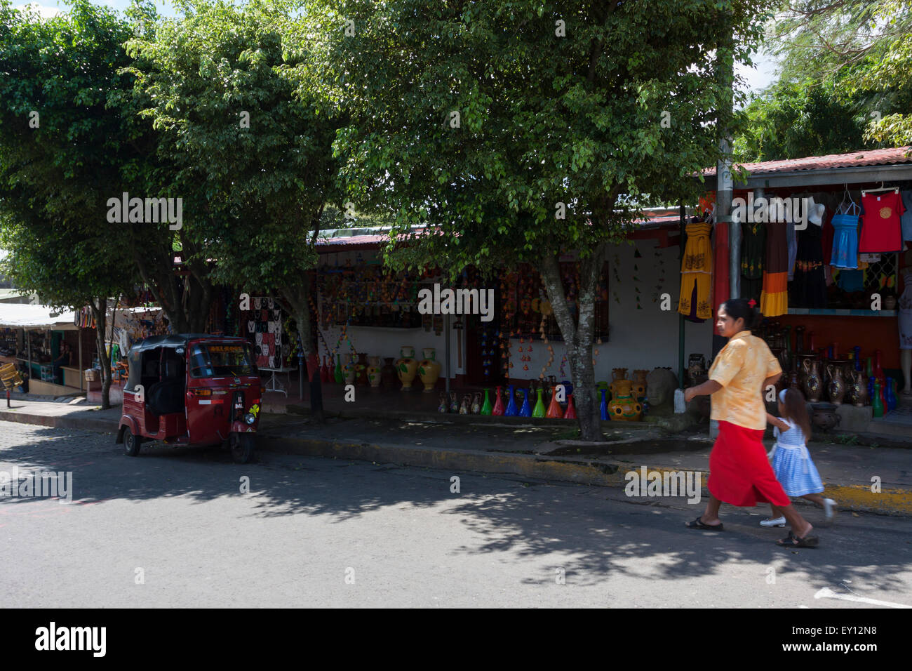 Craft shops on the streets of San Juan de Oriente, Nicaragua Stock Photo