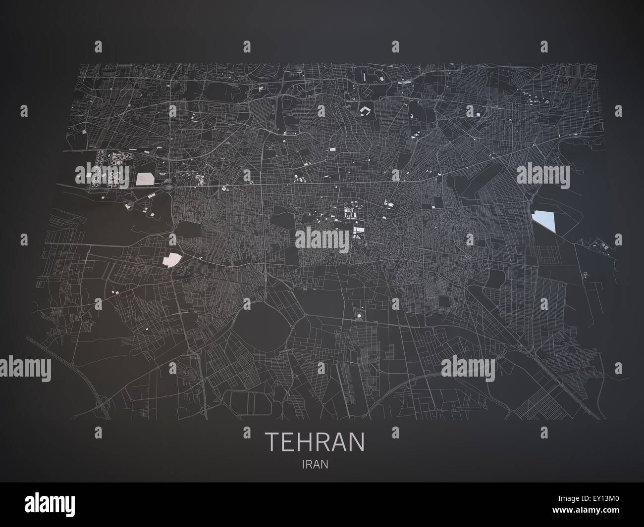 Satellite view of Tehran map, Iran Stock Photo