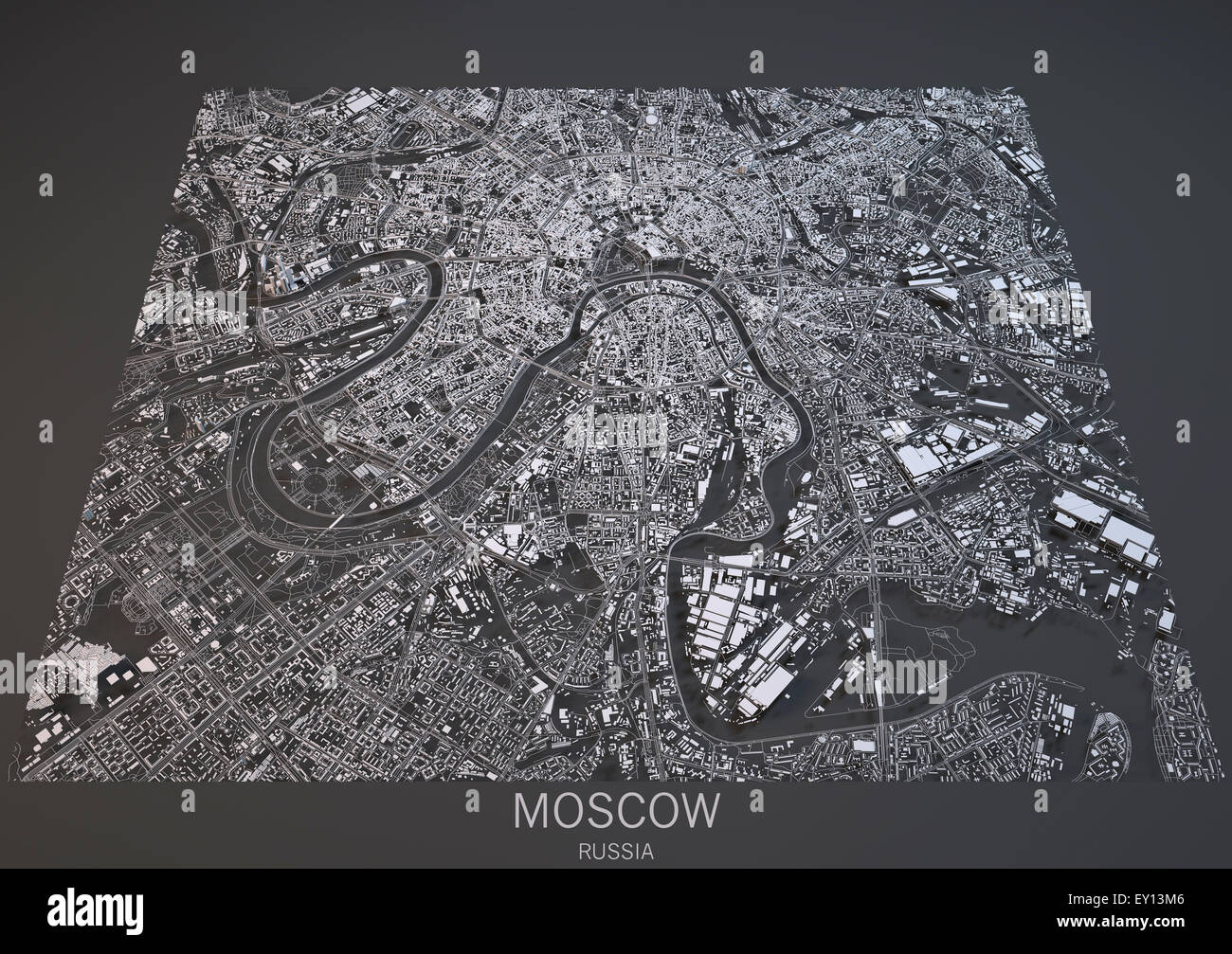 Satellite view of Moscow map, Russia Stock Photo