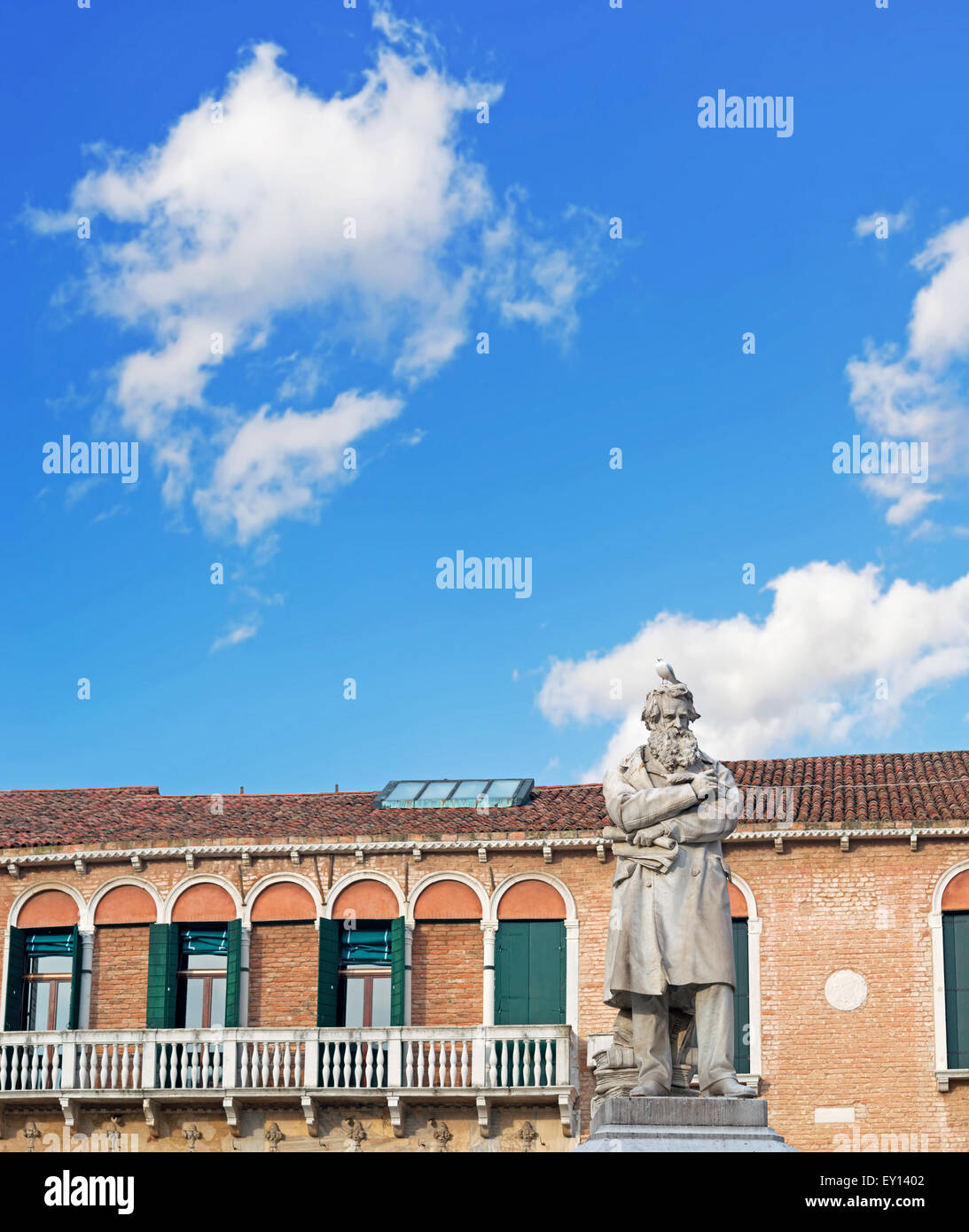 Niccolo Tommaseo statue with a seagull on it Stock Photo