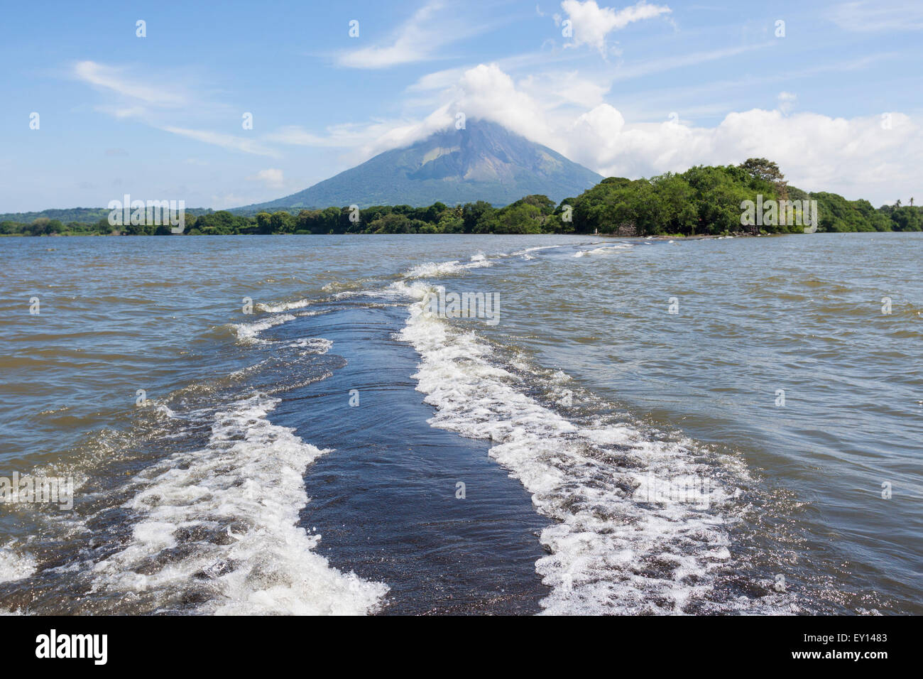 Concepción volcano from Punta Jesús María where the currents of the Lake Nicaragua collide in Ometepe Island, Nicaragua Stock Photo