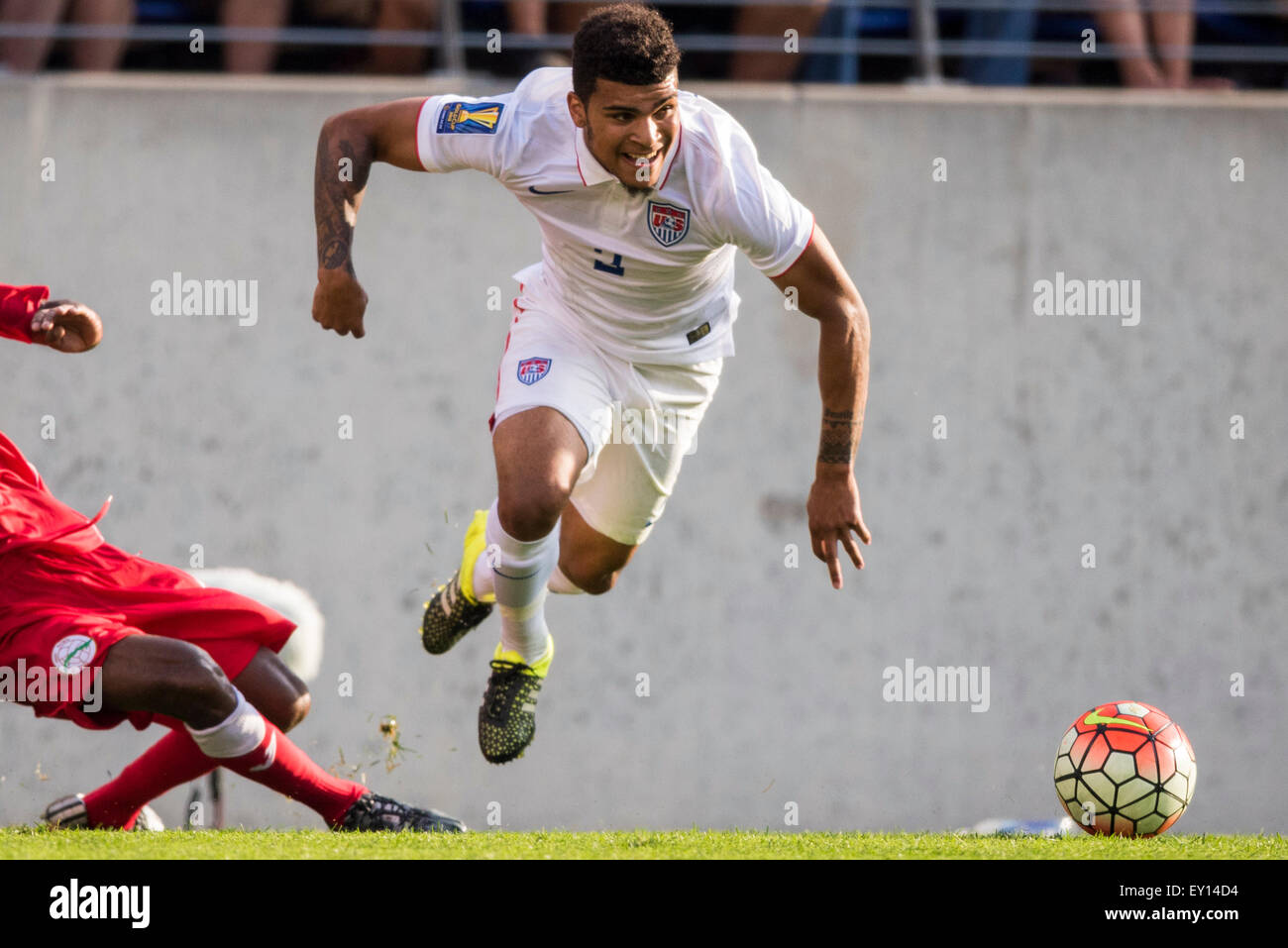 Baltimore, MD, USA. 18th July, 2015. #2 USA M DeAndre Yedlin during the CONCACAF Gold Cup quarterfinal match between USA and Cuba at M&T Bank Stadium in Baltimore, MD. Jacob Kupferman/CSM/Alamy Live News Stock Photo