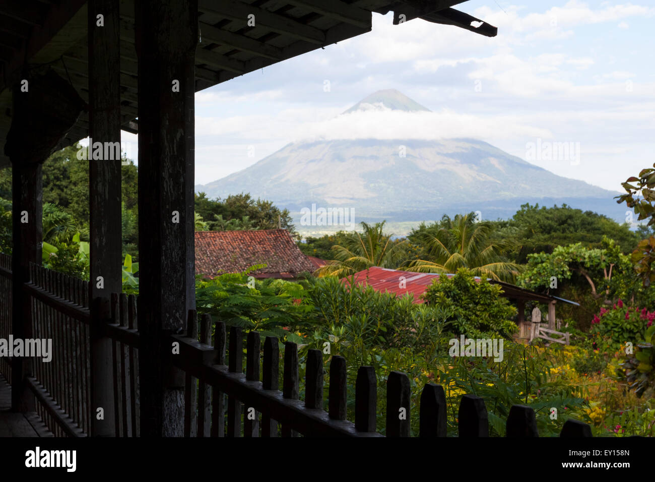 Concepción volcano from Finca Magdalena in Ometepe Island, Nicaragua Stock Photo