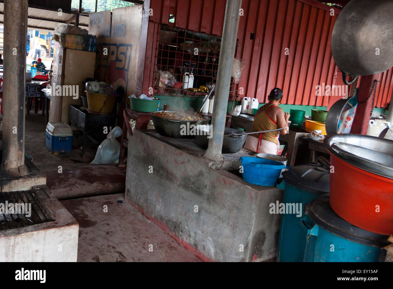 Busy kitchen on the Bus Station canteens Spanish) of San