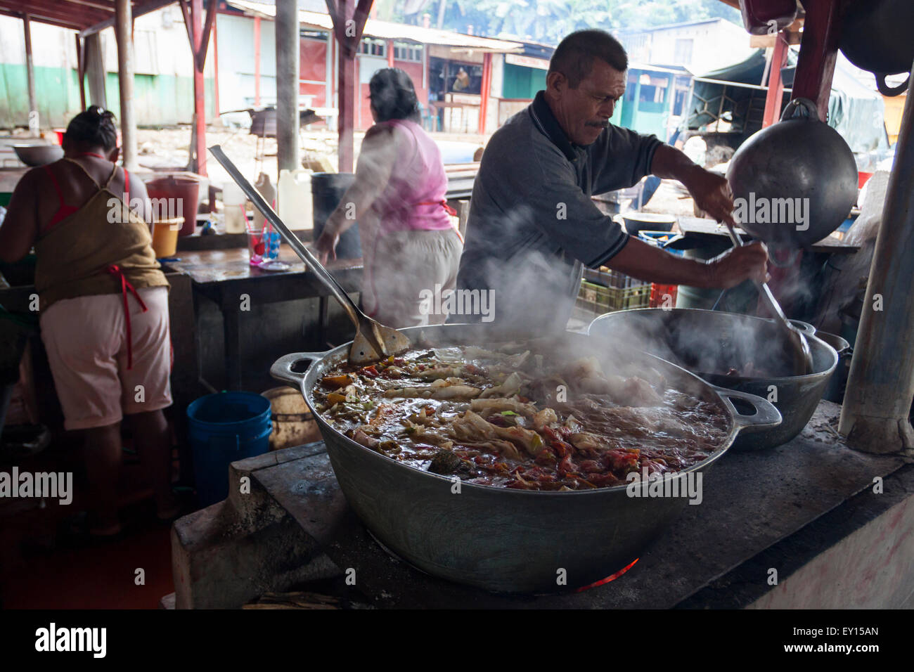 Busy kitchen on the Bus Station canteens Spanish) of San