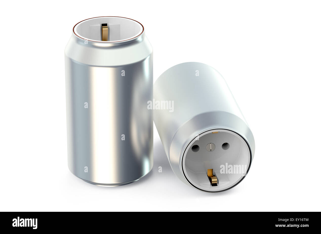 drink cans with socket, energy drink concept Stock Photo