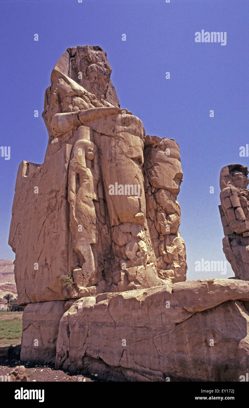 Ancient statues of Memnon. Egypt Stock Photo