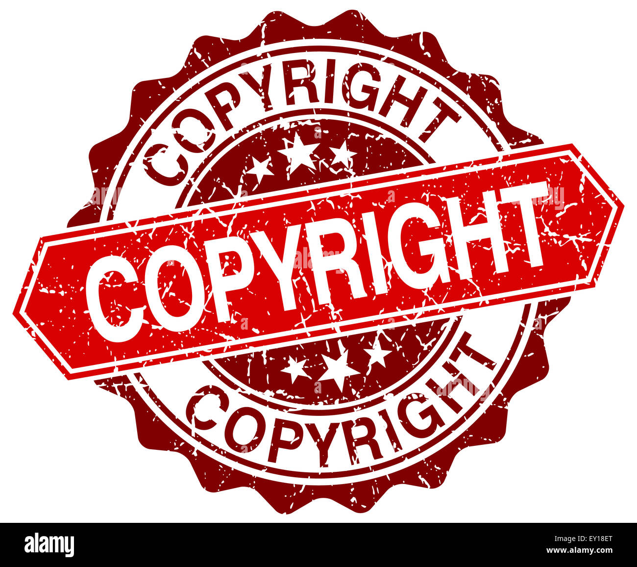 copyright red round grunge stamp on white Stock Photo - Alamy