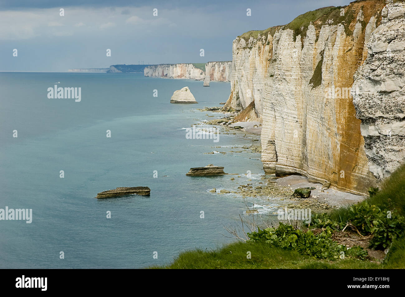 Atlantic sea cliff in Normandy Stock Photo