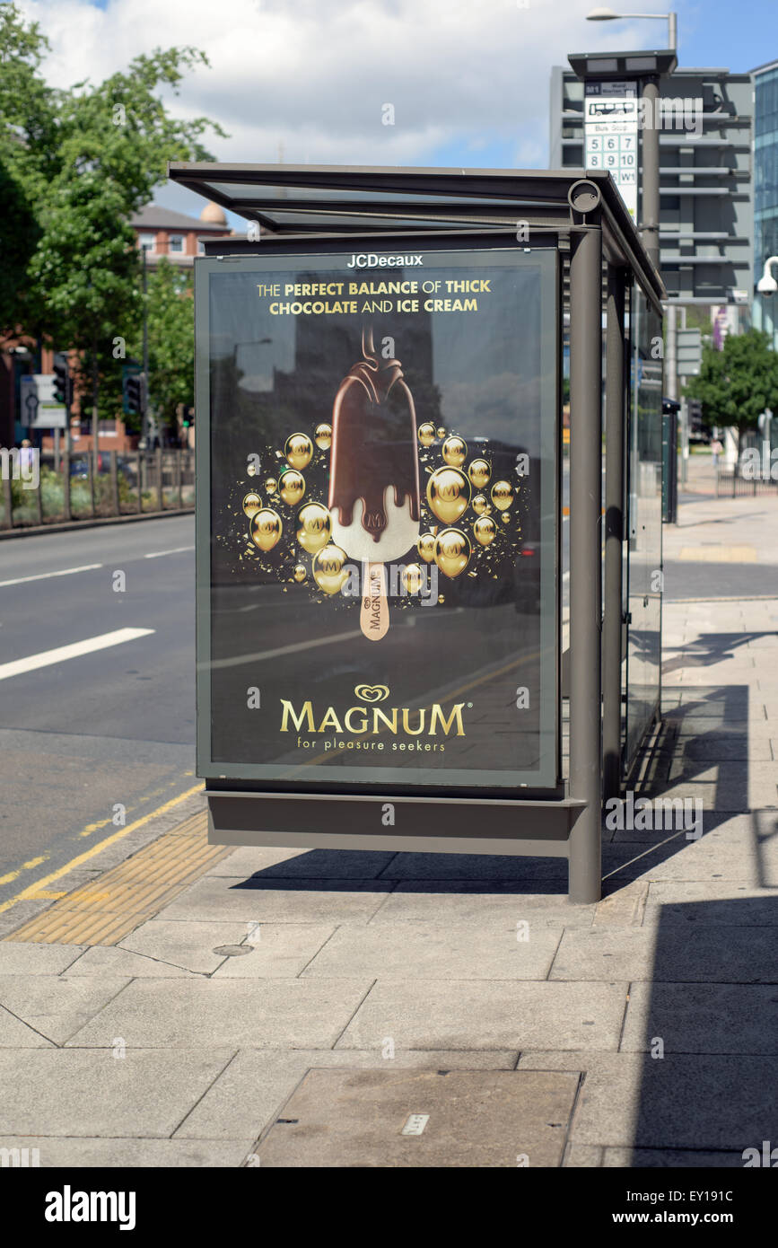 Bus Shelter Magnum IceCream Advert Stock Photo Alamy