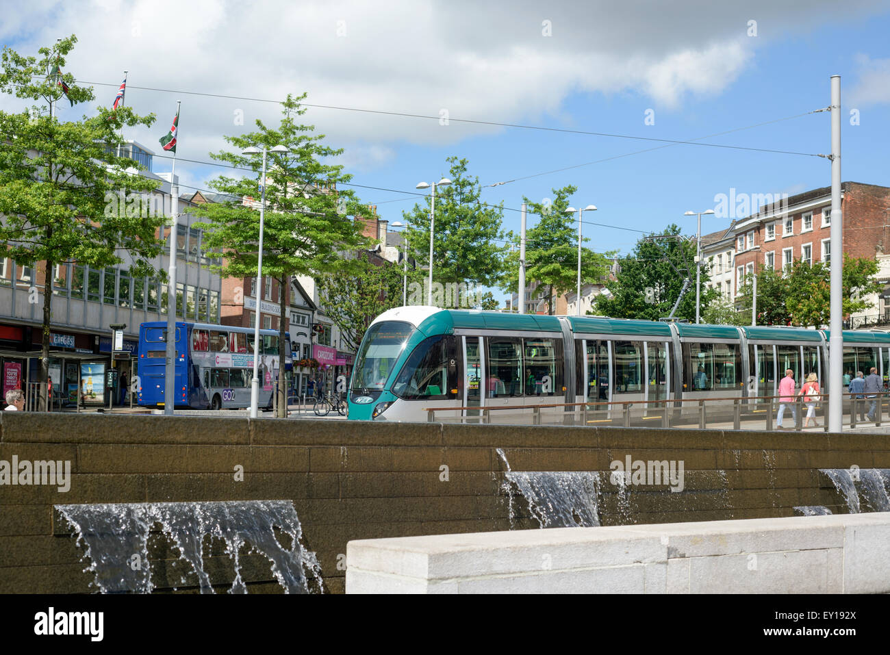 Nottingham Express Tram City Center Stock Photo Alamy