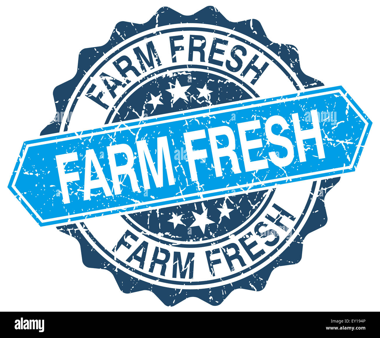 farm fresh blue round grunge stamp on white Stock Photo - Alamy