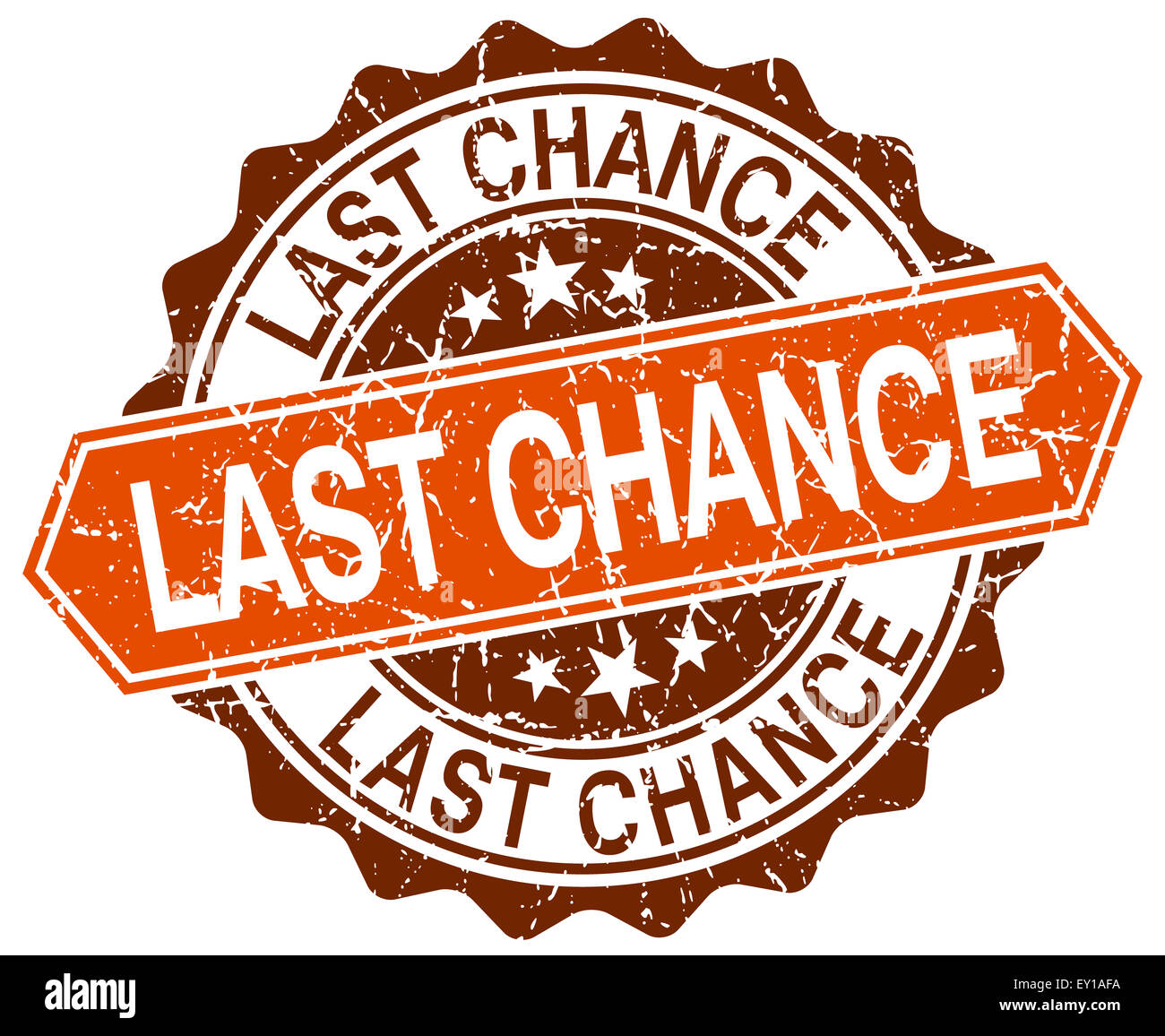 last chance orange round grunge stamp on white Stock Photo - Alamy