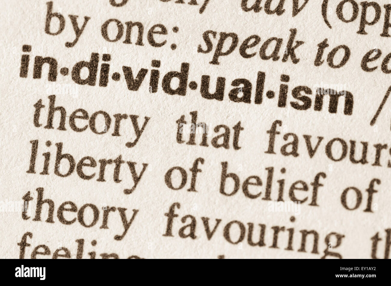 Definition of word individualism  in dictionary Stock Photo
