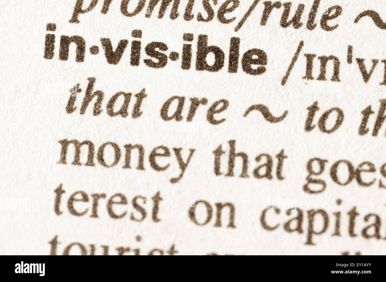 Definition of word invisible in dictionary Stock Photo