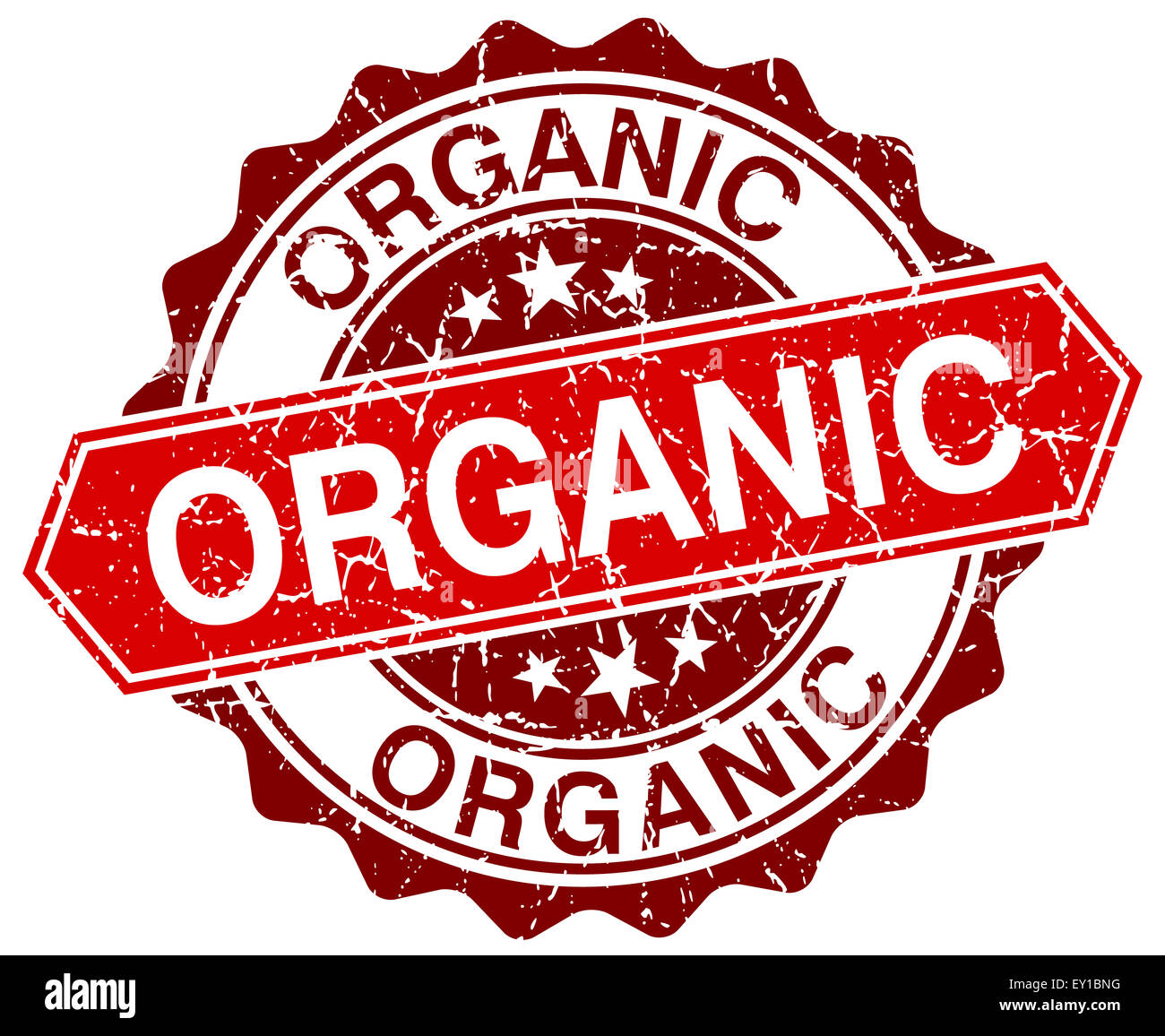 organic red round grunge stamp on white Stock Photo - Alamy