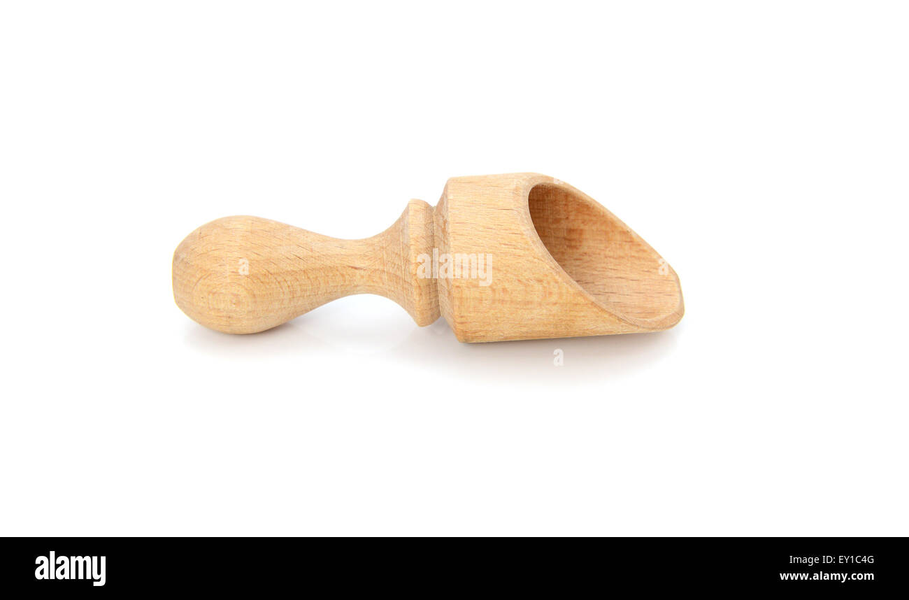 Small wooden scoop, isolated on a white background Stock Photo Alamy