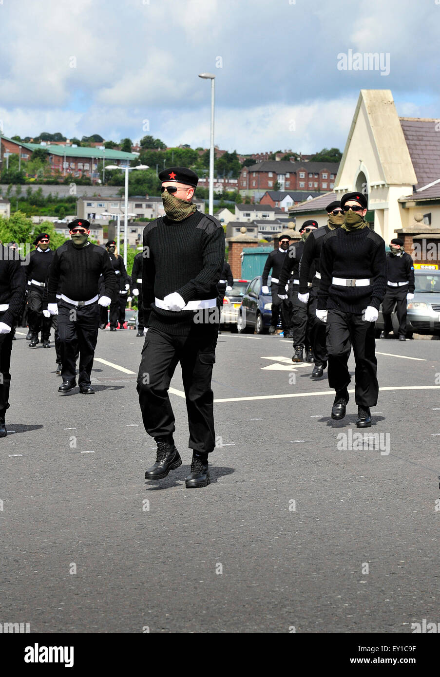 Members of the Irish National Liberation Army (INLA) at the funeral of Peggy O’Hara, a prominent Irish Republican. Stock Photo