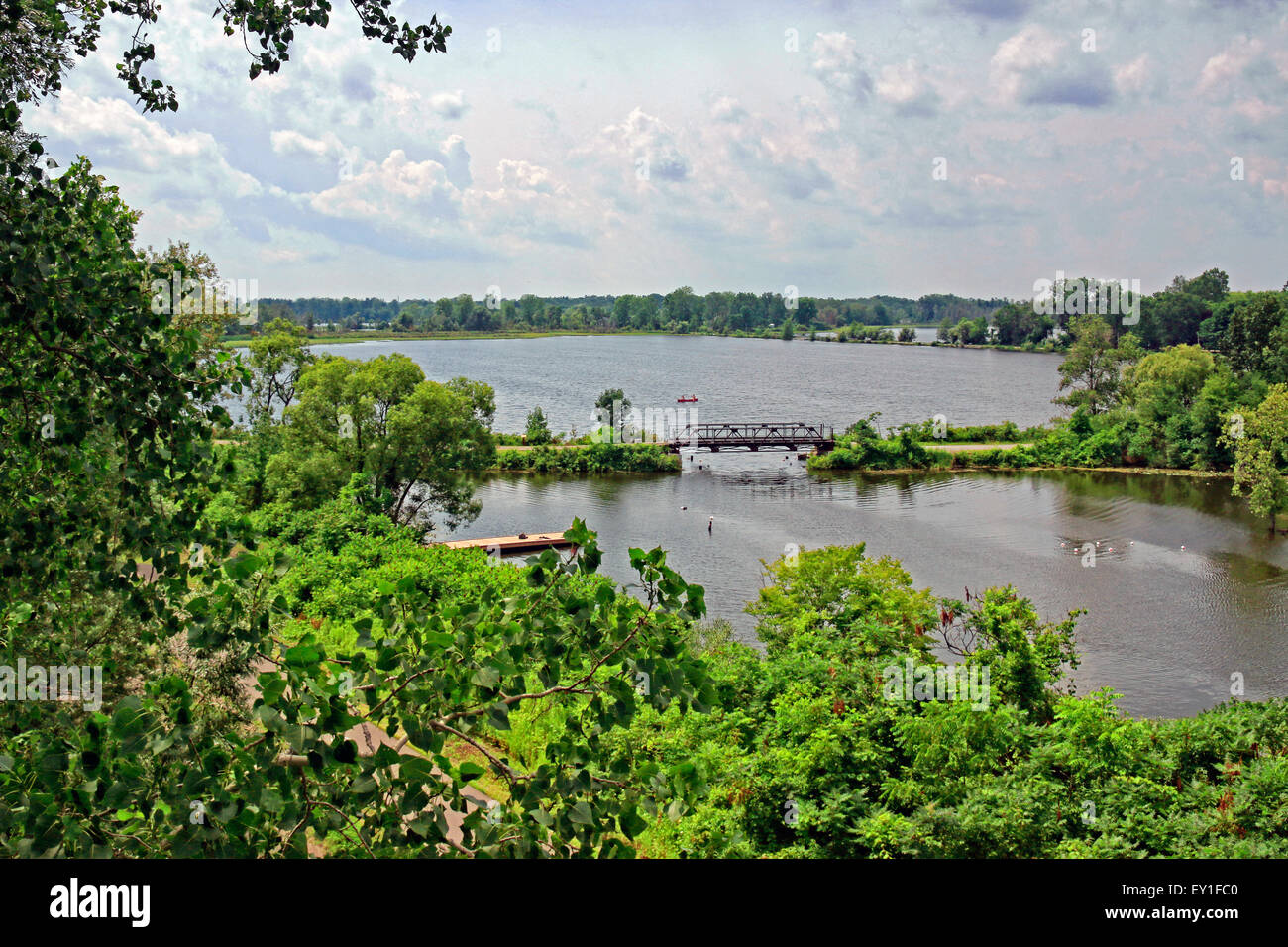 Scenic view of Waterford Black Bridge on the Waterford Heritage Trail over Waterford Ponds. This is a part of Trans Canada Trail Stock Photo