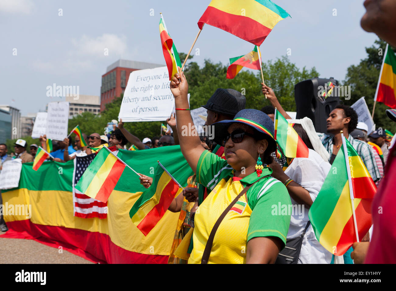 Ethiopian Americans protest outside of the White House against president Obama's planned official visit to Ethiopia Stock Photo