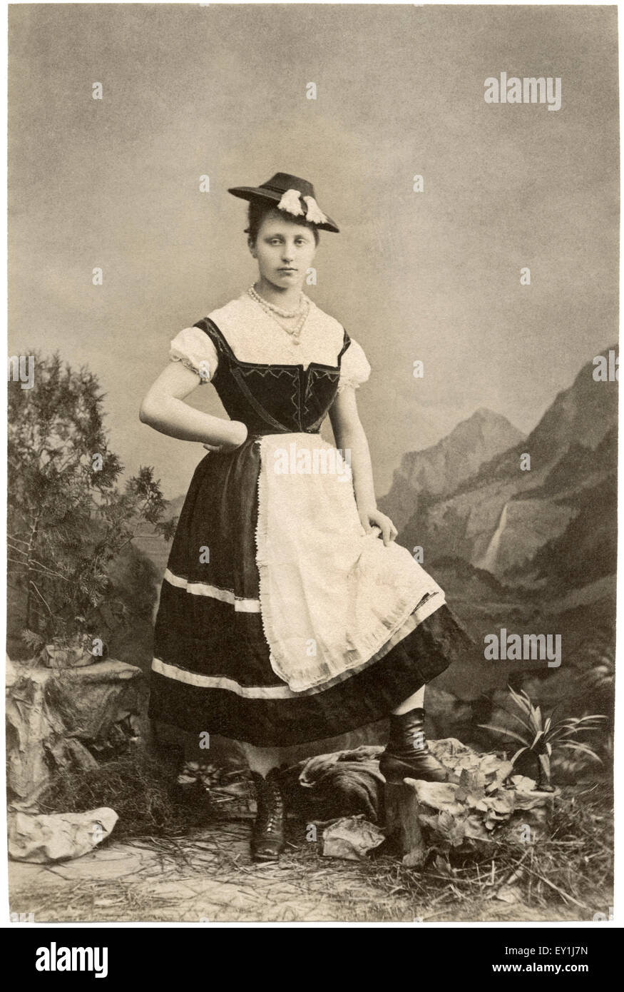 Italian Country Girl, Portrait, Circa 1890 Stock Photo