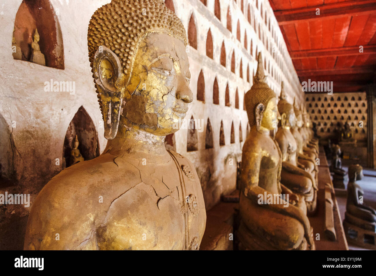 Buddha statues at Wat Si Saket monastery and museum. Vientiane, Laos Stock Photo