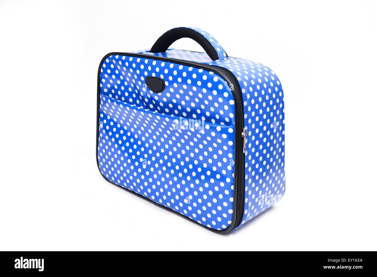 handle blue travel bag isolated on white background Stock Photo