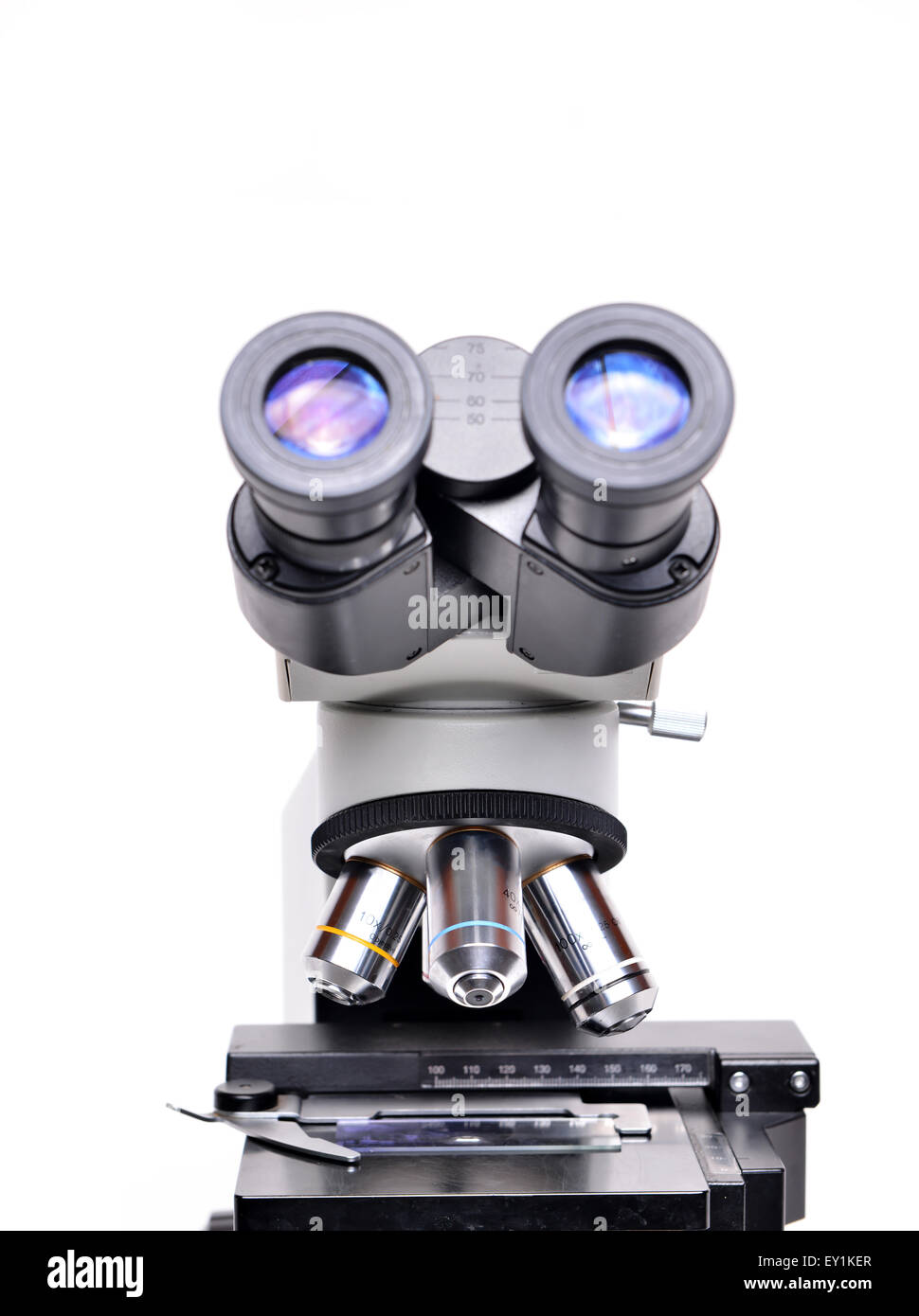 microscope isolated on white background Stock Photo