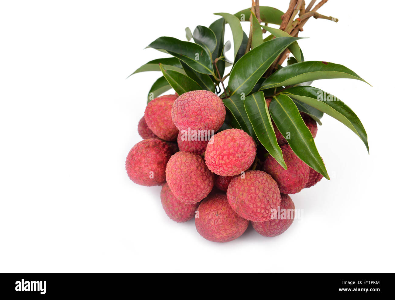 Fresh lychees isolated on white background Stock Photo