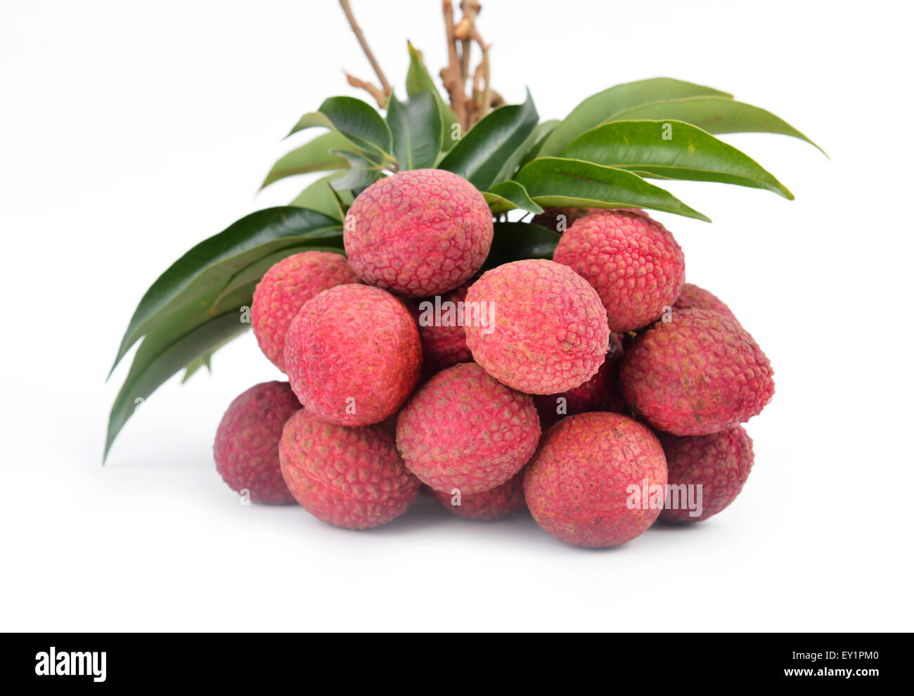 Fresh lychees isolated on white background Stock Photo