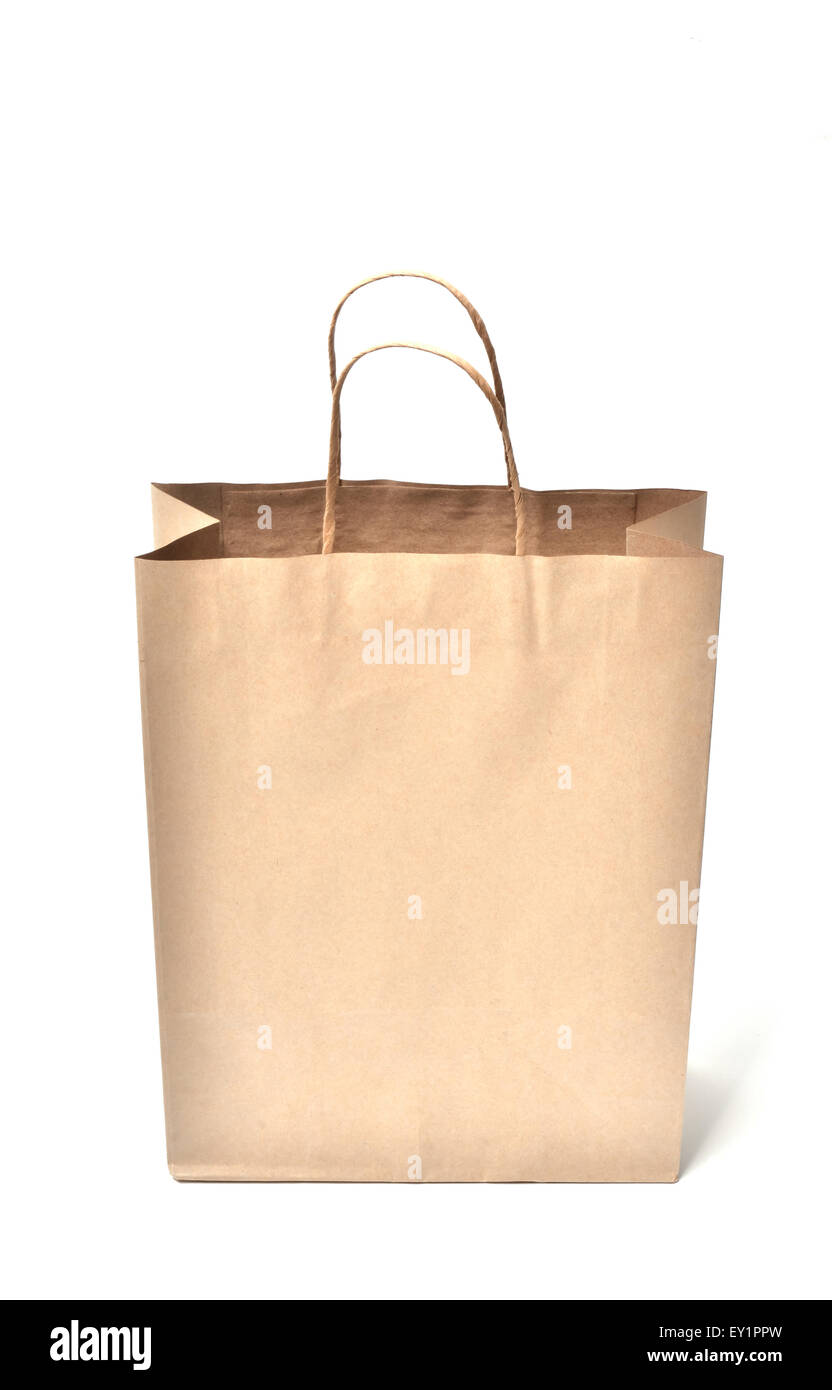 brown paper bag on a white background Stock Photo