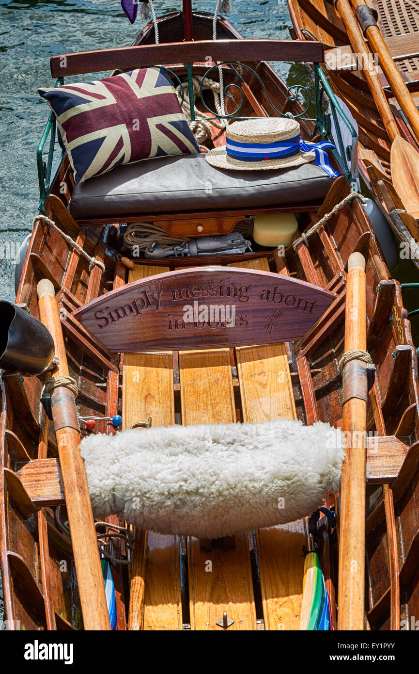 Traditional wooden rowing boats at the Thames Traditional Boat Festival, Fawley Meadows, Henley On Thames, England Stock Photo