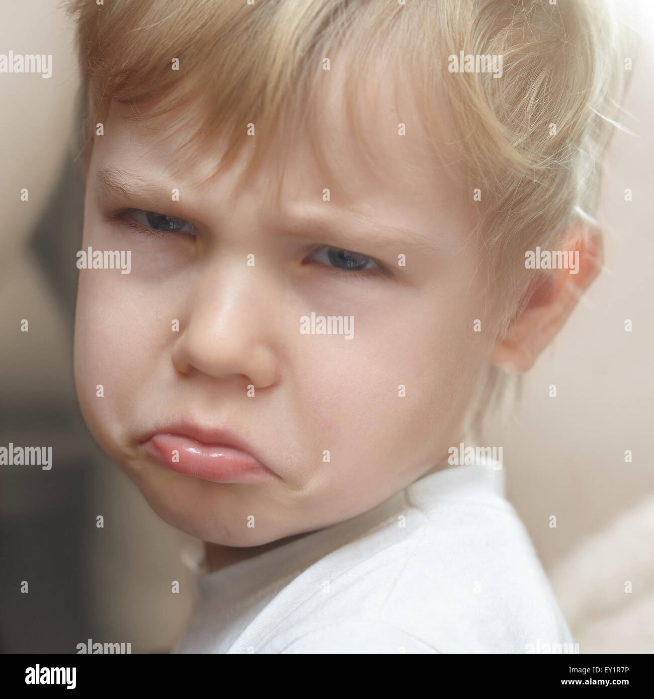 offended little boy Stock Photo