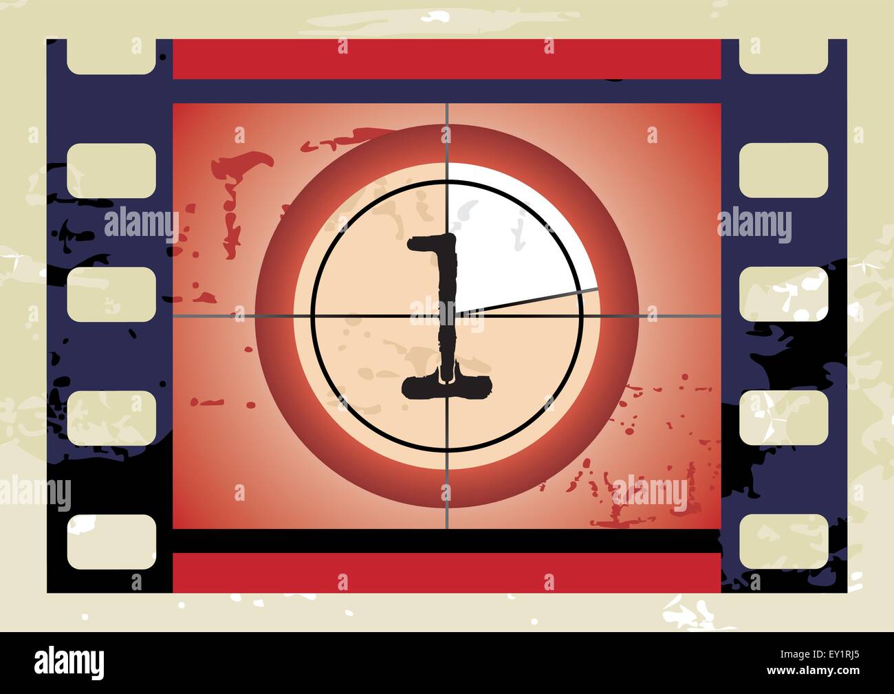 Scratched Film Countdown at No 1 Stock Vector