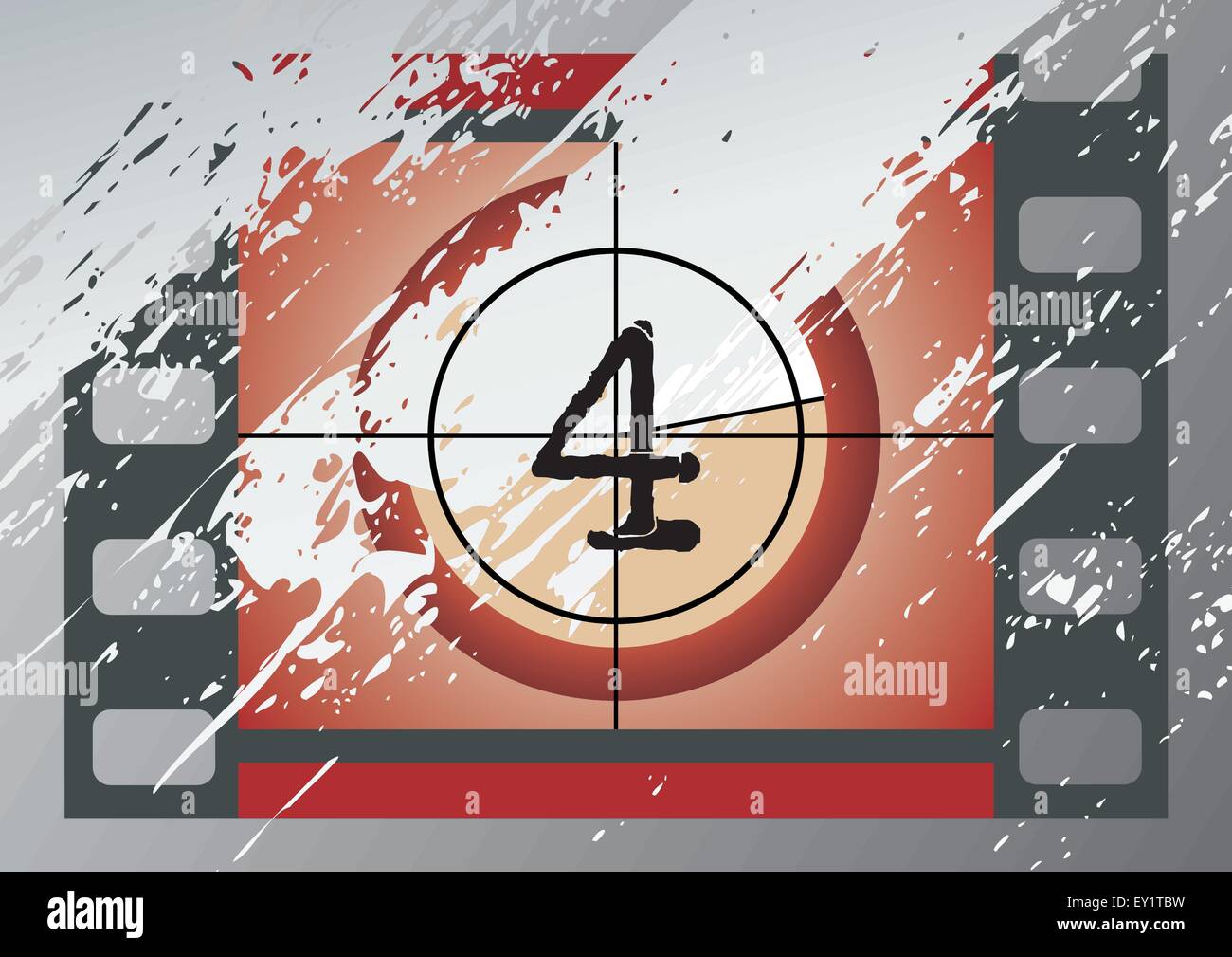 Scratched Film Countdown at No 4 Stock Vector
