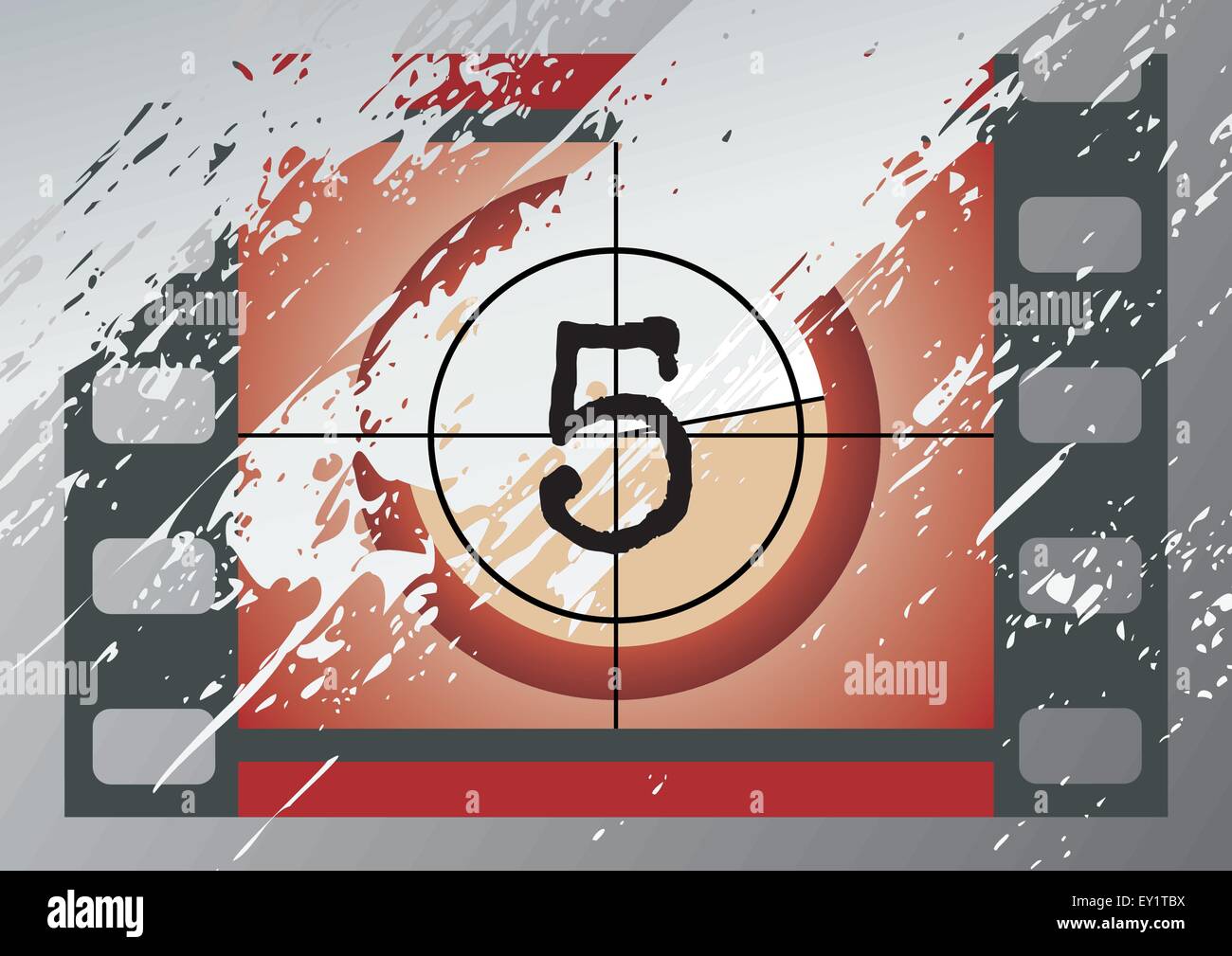 Scratched Film Countdown at No 5 Stock Vector