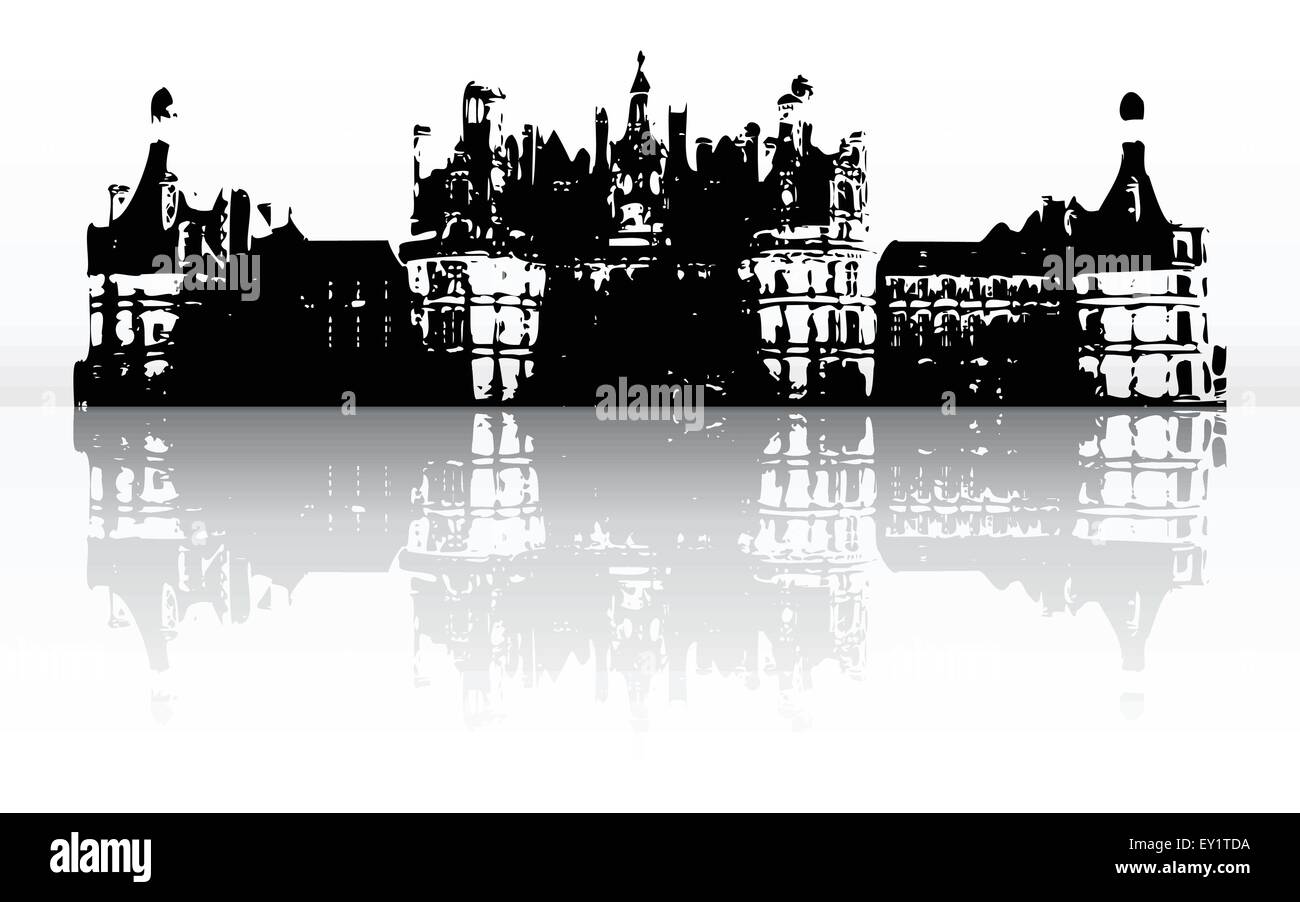 old castle with reflection (vector Stock Vector Image & Art - Alamy