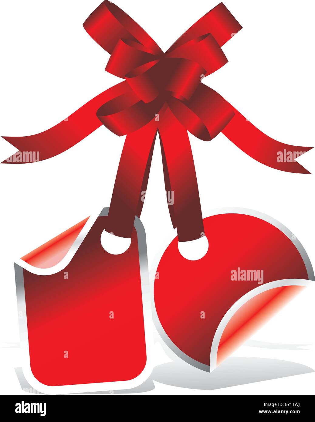 red tag or sticker with ribbon Stock Vector