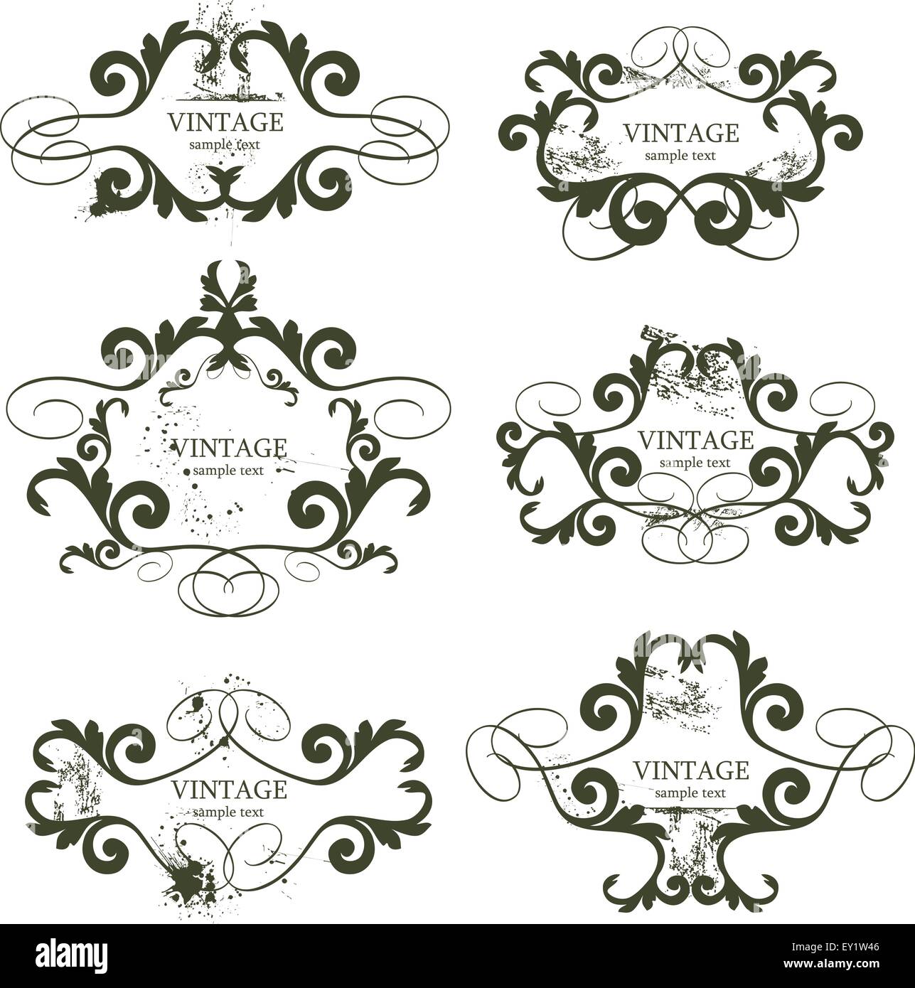 curly grunge vintage frames - vector illustration Stock Vector Image