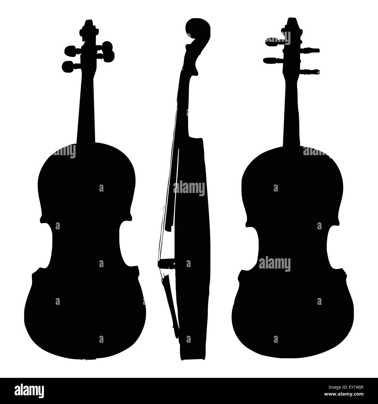 old violin silhouette sides - vector illustration Stock Vector
