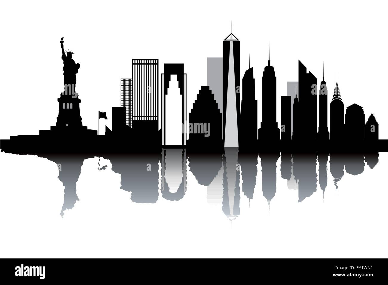 New York skyline - black and white vector illustration Stock Vector