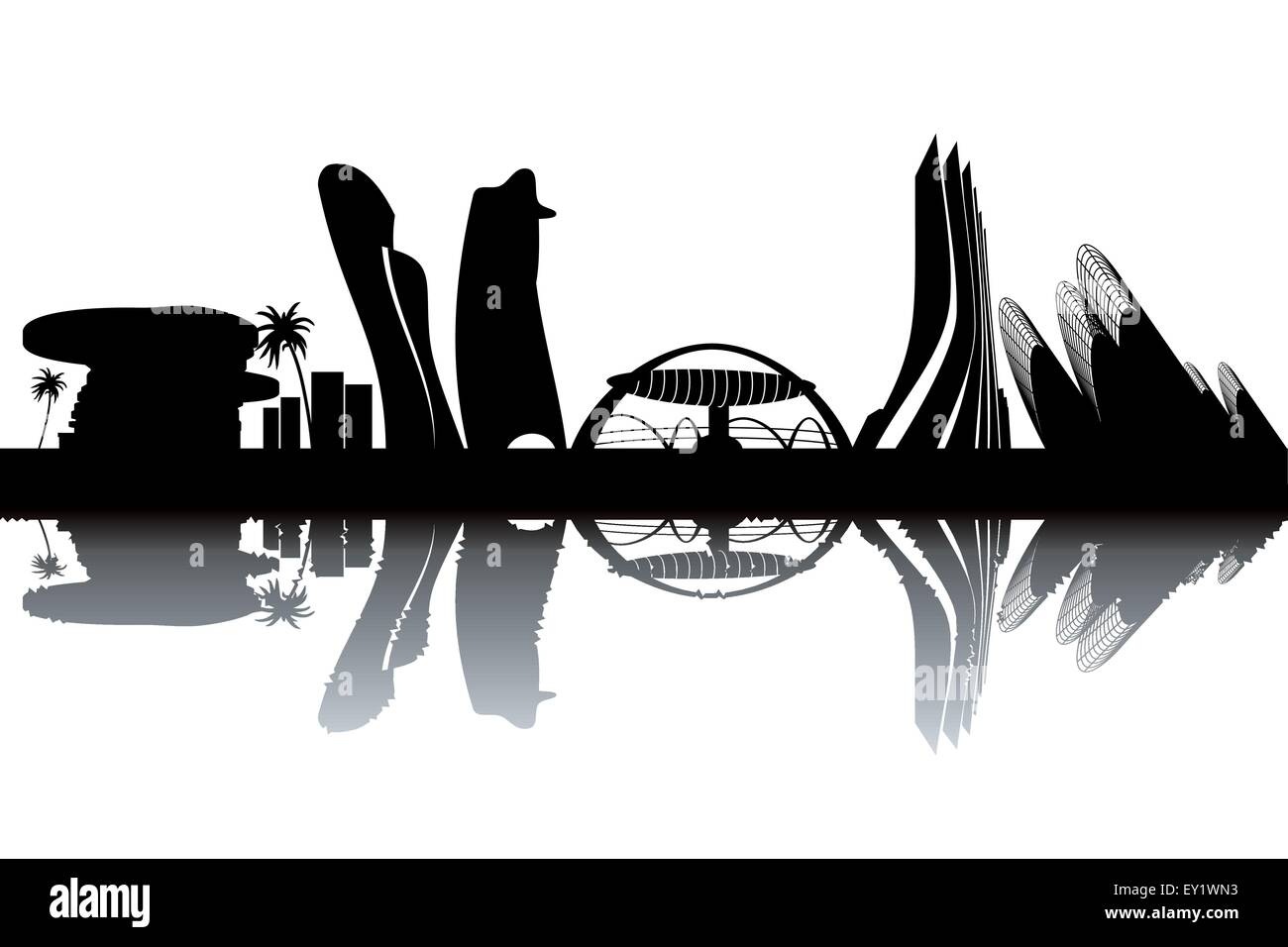 Abu Dhabi skyline - black and white vector illustration Stock Vector