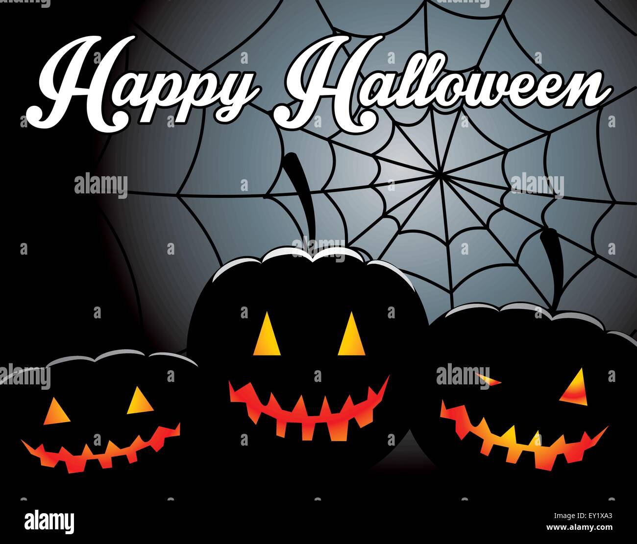 halloween background with pumpkin and spider web - vector illustration ...