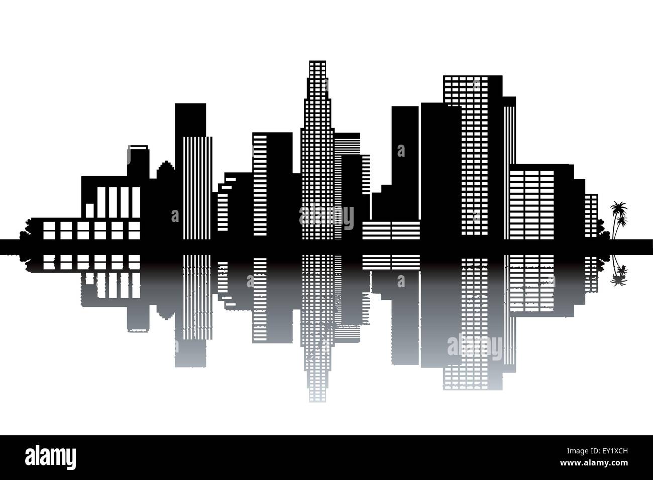 los angeles skyline black and white drawing