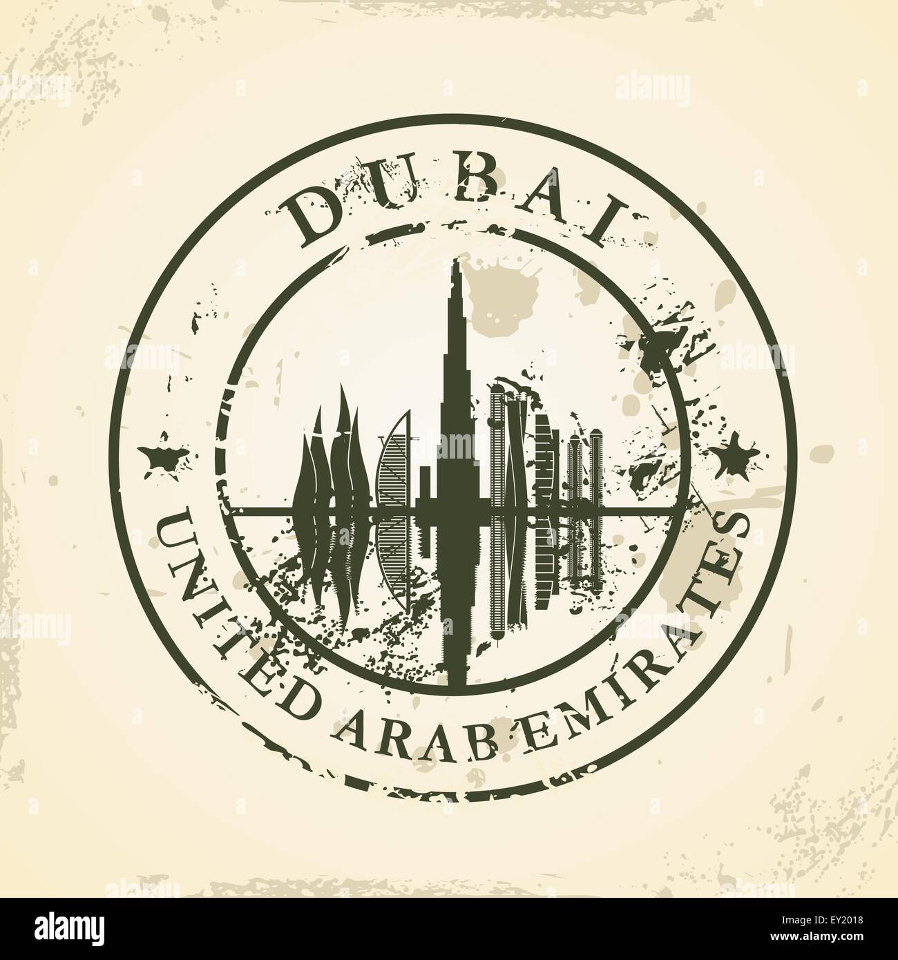 Grunge rubber stamp with Dubai, UAE vector illustration Stock Vector
