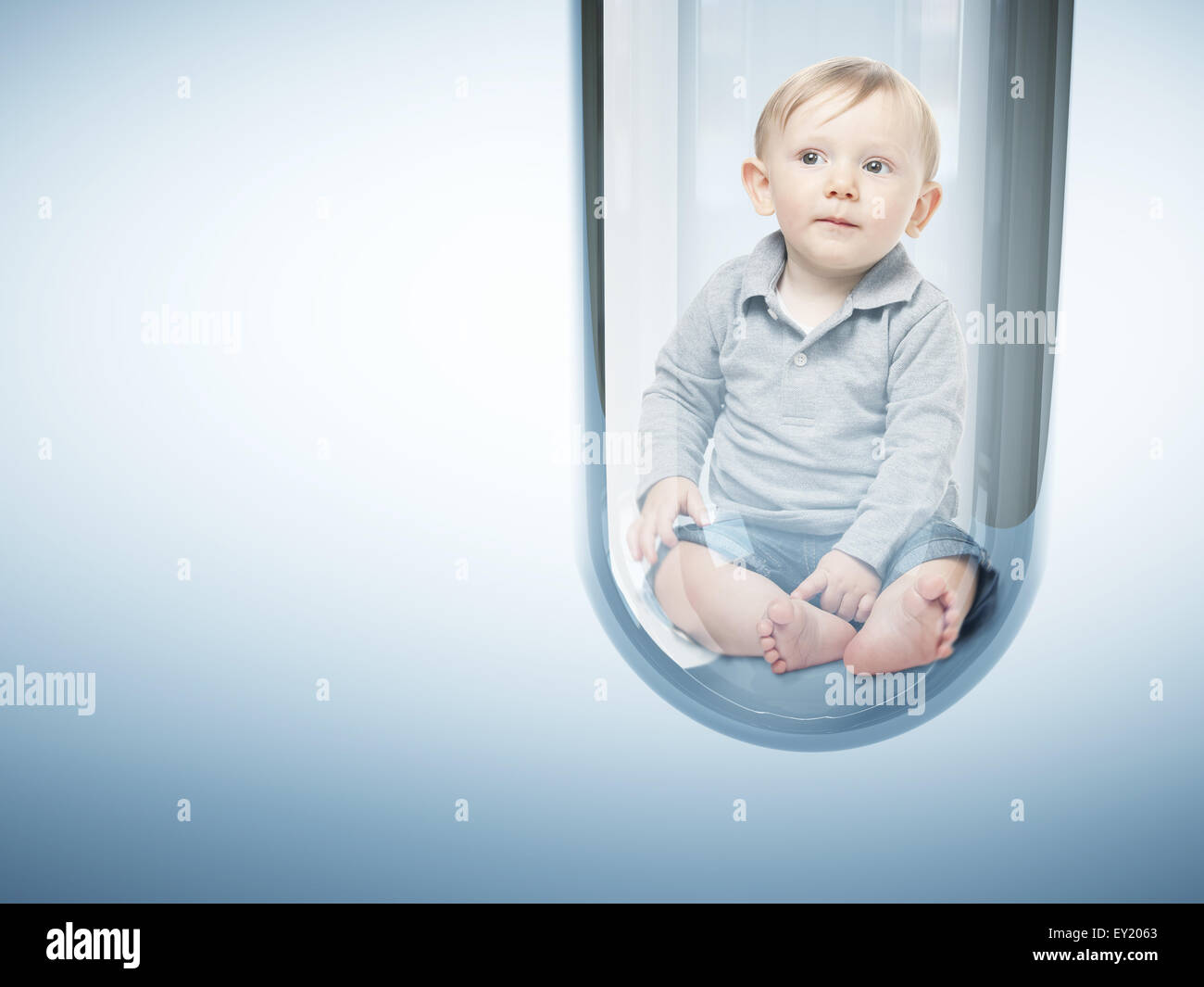 caucasian baby in test tube 3d Stock Photo