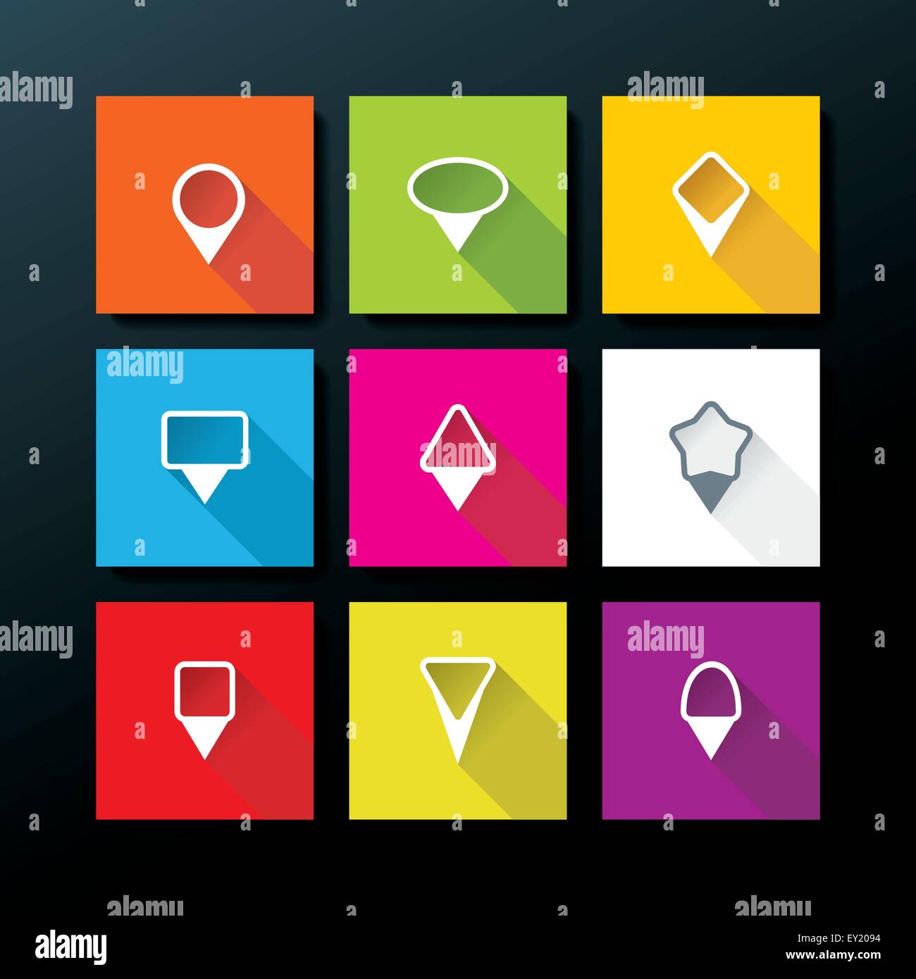 Vector flat icon set - map pin collection Stock Vector Image & Art - Alamy