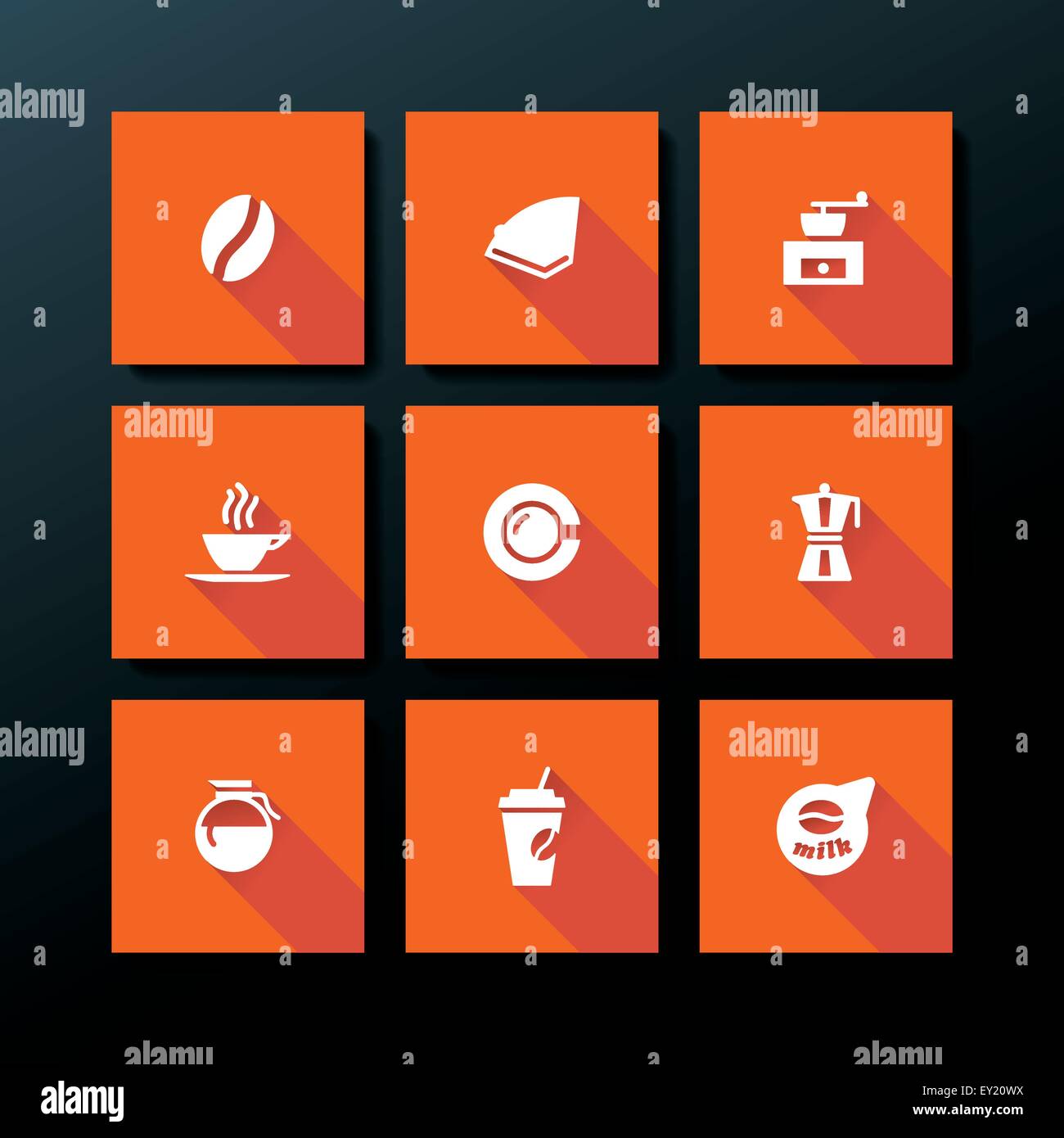 Flat coffee icon set - vector illustration Stock Vector Image & Art - Alamy