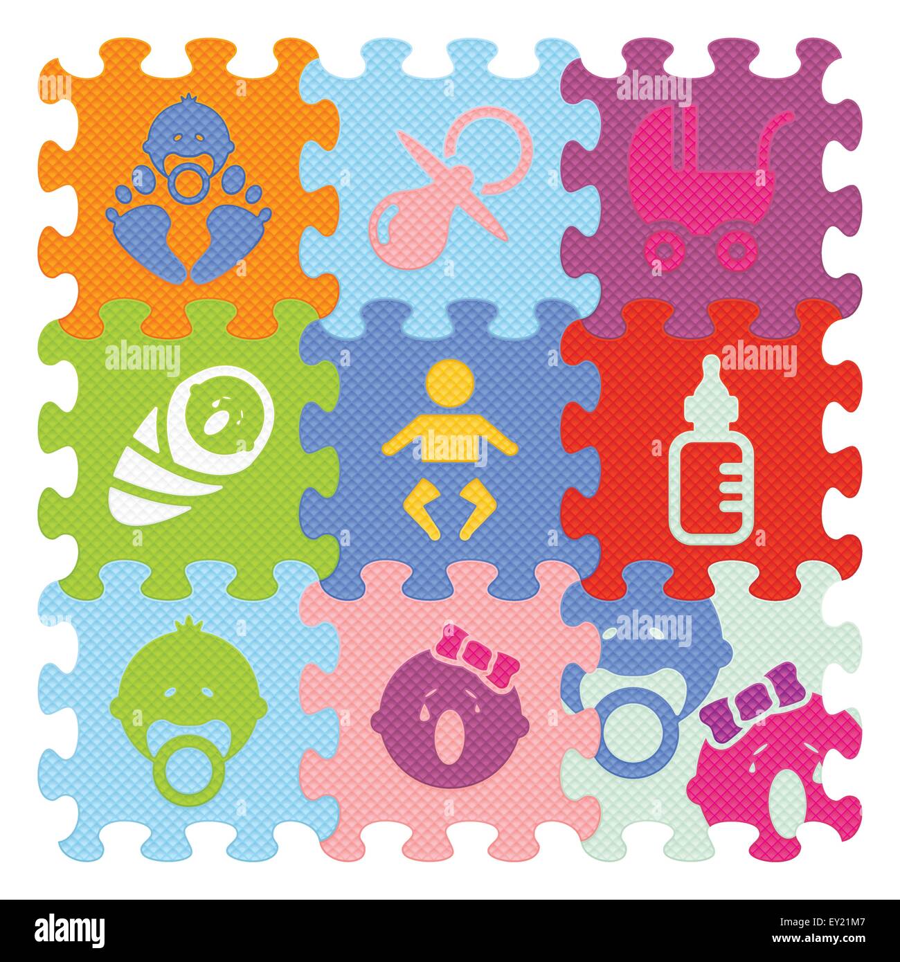 Baby signs made with puzzle - vector illustration Stock Vector